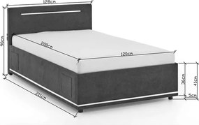 Tmavosivá čalúnená detská posteľ bez roštu 120x200 cm Circle – Meise Möbel
