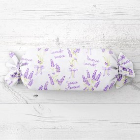 Biante Vankúš valec bonbon Sandra SA-294 Veľké zväzky levandúľ na bielom 15x80 cm
