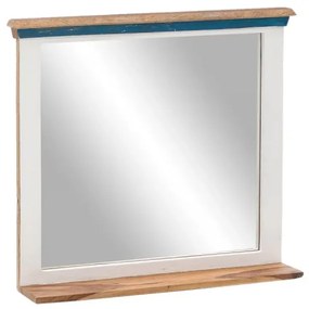furniture-nabytek.cz - Masívne kúpeľňové zrkadlo Perth z recyklovaného dreva, lakované, biele / hnedé – 70×14×70 cm
