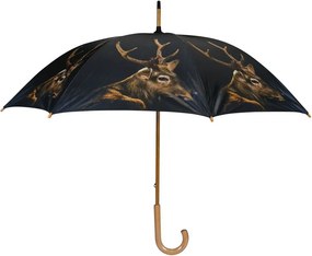 Čierny dáždnik s motívom jeleňa Deer – 105*105*88 cm