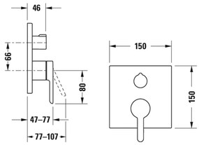 Duravit C.1 - Sprchová batéria pod omietku s prepínacím ventilom na 2 spotrebiče, chróm C14210011010