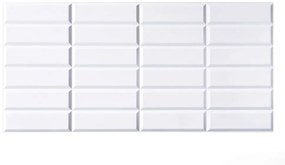 PVC 3D obkladový panel 98 x 48 cm - White Seam mozaika biela