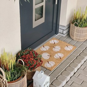 Hanse Home, DOPREDAJ: 45x75 cm Rohožka Halloween bílé dýně 105676 - na ven i na doma, 45x75, biela, chodba / predsieň