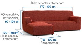 Bielastické poťahy COSTINA medená sedačka s otomanom vľavo (š. 170 - 300 cm)