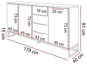 VALBO KOMODA DUB ARTISAN 178 cm