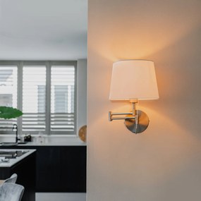 Nástenná lampa z ocele s bielym tienidlom a nastaviteľným ramenom - Ladas Deluxe
