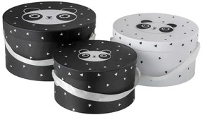 Sada 3papírových okrúhlych boxov Panda - Ø32 * 18cm