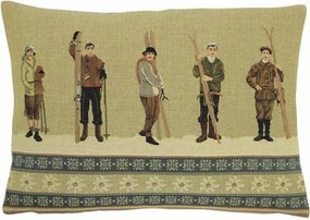Gobelínový vankúš s lyžiarmi a dobovými lyžami - 45 * 15 * 31cm