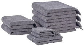 Sada 9 bavlnených froté uterákov sivá ATIU Beliani