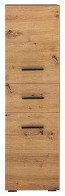 Vysoká úzka kúpeľňová skrinka v dekore duba v prírodnej farbe 130x35 cm Malika – Støraa