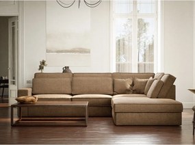 Svetlohnedá ženilková rohová pohovka (pravý roh/do L) Kirou – Maison de Rêve