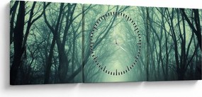 Obraz - Cesta s alejou stromov (s hodinami) (90x30 cm)