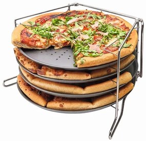 Sada 4 foriem na pizzu so stojanom Konighoffer 9277, 28 cm