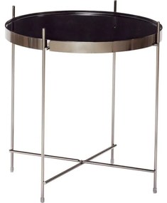Čierny odkladací stolík so zrkadlovou doskou Hübsch Dorotea, ø 43 cm
