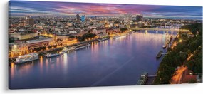 Obraz nočného mesta Bratislavy s riekou (120x50 cm)