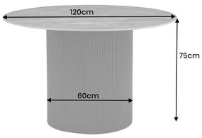 Okrúhly jedálenský stôl Parthenia 120 cm vzor sivý mramor