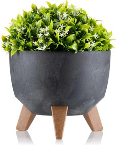 PLASTOVÝ KVETINÁČ ROSA ECO 15X24 CM IMITÁCIA BETÓNU ČIERNA