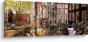Obraz - Amsterdam (s hodinami) (90x30 cm)