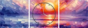 Obraz - Farebný umelecký západ slnka (s hodinami) (90x30 cm)