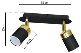 Bodové svietidlo Joker, 2x zlaté/čierne kovové tienidlo, b