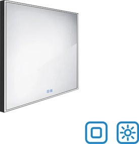 Nimco Čierne LED zrkadlo 600x600 s dvoma dotykovými senzormi - ZPC 13066VX-90