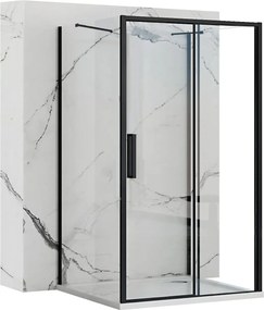 Rea Rapid Slide Wall, 3-stenný sprchovací kút s posuvnými dverami 100 (dvere) x 80 (stena) x 195 cm, 6mm číre sklo, čierny profil, KPL-09874
