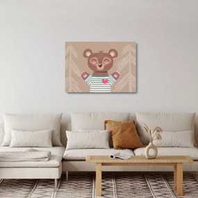 Sklenený obraz - Medvedík v pruhovanom tričku (70x50 cm)