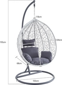 Závěsné houpací křeslo Houseland Mira L šedé