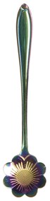 Tyrkysovo-fialová kovová dezertné lyžička v tvare kvetinky Floffy - 3 * 12 cm