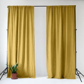Žltý ľanový záves 140x250 cm Lemon Curry – Linen Tales