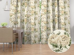 Biante Bavlnený záves Sandra SA-473 Pivonky s motýlikmi na vanilkovom 150x260 cm