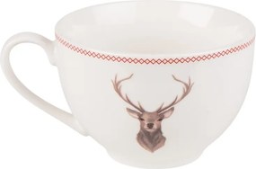 Porcelánová šálka s tanierikom s jeleňom Cosy Lodge - 12*9*6 cm / 200 ml