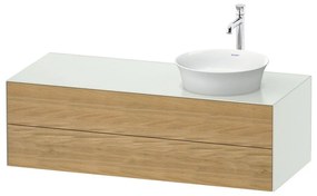 DURAVIT White Tulip závesná skrinka pod umývadlo na dosku vpravo, 2 zásuvky, 1300 x 550 x 408 mm, dub prírodný masív/biela matná, WT4987RH536