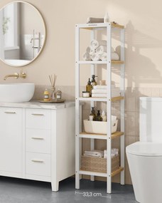 Polička do kúpeľne Desmond, biela/hnedá