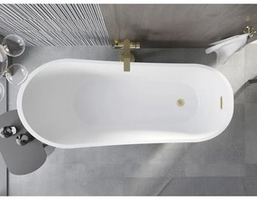 Mexen Alta, voľne stojaca vaňa 170 x 75 cm, biela-čierna, zlatý matný prepad, 52141707575-55