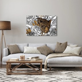 Obraz - Leopard medzi kvetmi (90x60 cm)