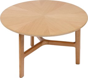 Mazzoni BELLUNO Prírodný jaseň - DREVENÝ KONFERENČNÝ STOLÍK Ø65 cm OKRÚHLY MODERN CLASSIC