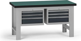 Pracovný stôl do dielne G8, 1500 x 750 x 800 mm, 2x kontejner, 6 zásuviek, grafit