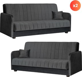 Vintino Súprava 2x rozkladacia pohovka HENIKA-sivá