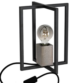 Stolná lampa Ralph, 1x drevené/čierne kovové tienidlo, b