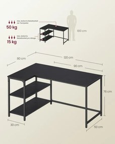 Rohový pracovný stôl LWD136BE01