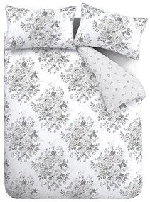 Sivé obliečky na jednolôžko 135x200 cm Elinda Floral – Catherine Lansfield
