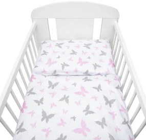 3-dielne posteľné obliečky 100/135 cm biele motýle