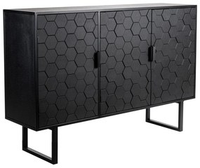 Čierna nízka komoda z borovicového dreva 135x90 cm Linc – White Label