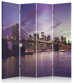 Gario Paraván Manhattan ponorený do fialovej farby Rozmery: 145 x 170 cm, Prevedenie: Otočný paraván 360°