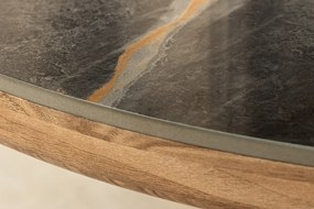 Jedálenský stôl UNIQUE 200 cm oválny rám z orechového dreva s dyhovanou keramickou doskou z sivej mramorovej dosky