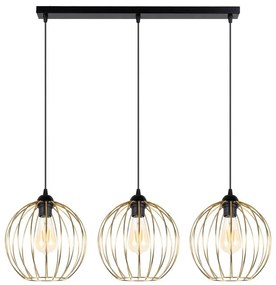 Luster na lanku MATT 3xE27/60W/230V čierna/zlatá