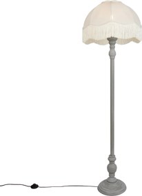 Stojacia lampa sivá s béžovým tienidlom a bielym interiérom 45cm - Classico