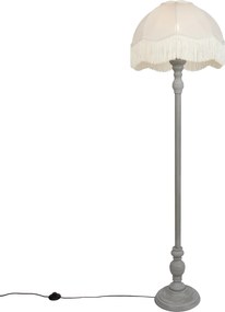 Stojacia lampa sivá s béžovým tienidlom a bielym vnútrom 45 cm - Classico