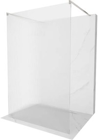 Mexen Kioto, sprchová zástena Walk-In 140 x 200 cm, 8mm sklo s rebrovým vzorom, brúsená oceľ profil, 800-140-002-97-09